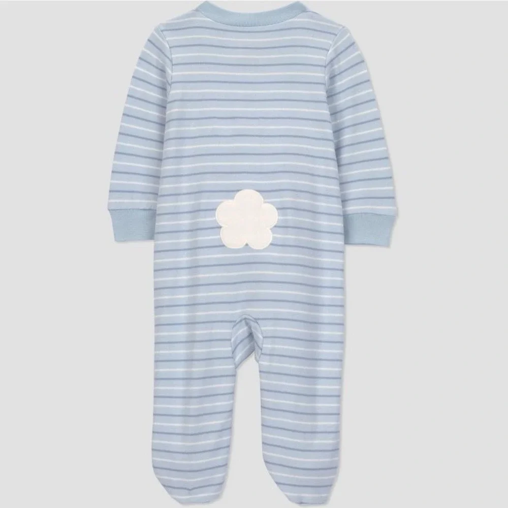 Carter's‎ Just One You Baby Blue Striped Bunny Footed Sleeper Pajamas NWT 9M